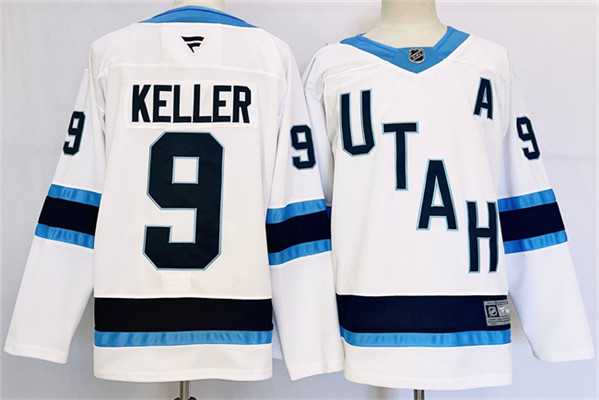 Mens Utah Hockey Club #9 Clayton Keller White Stitched Jersey->utah hockey club->NHL Jersey